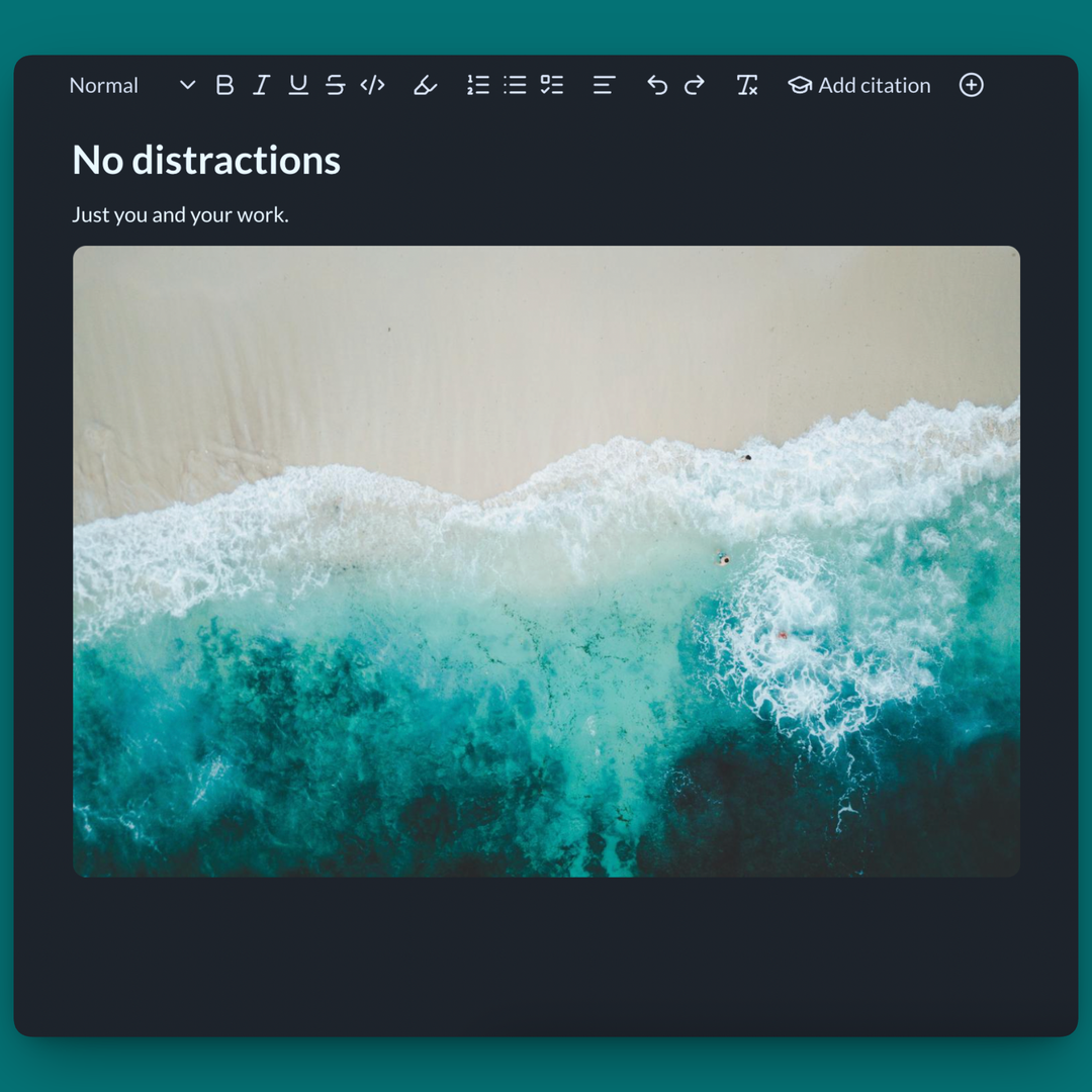 Distraction-free editor